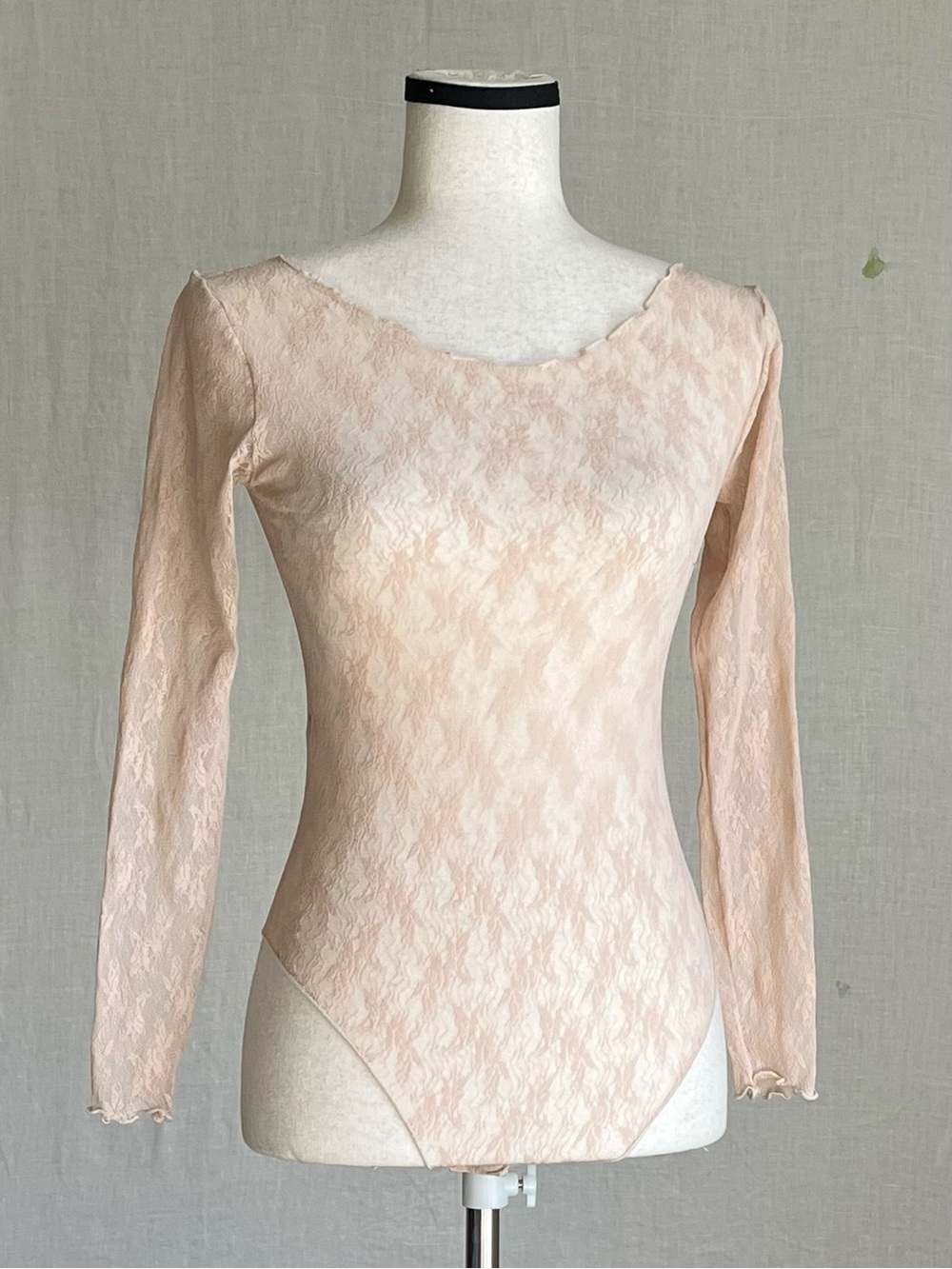 Pierre Mantoux - Sheer Lace Bodysuit - in Fair Ivory Pinkish Nude - Medium